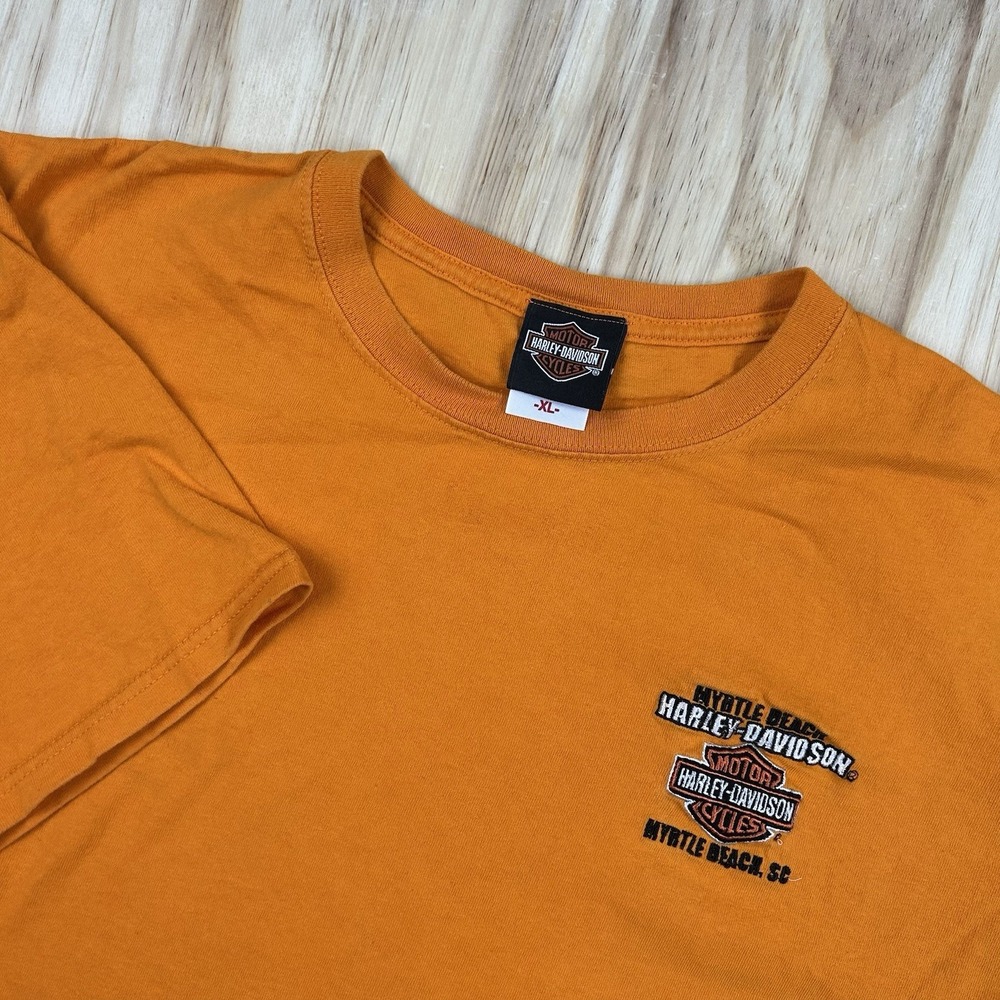 Y2K Harley-Davidson Myrtle Beach‎ SC Orange Biker T-Shirt XL